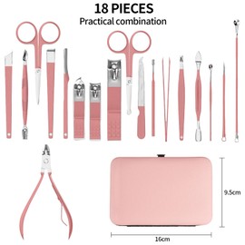 DOETYD 18-in-1-Maniküre-Set, professionelle Nagelknipser, Schere, Edelstahl, Nagelpflege-Werkzeug, Augenbrauenpflegeset, tragbares Reise-Pediküre-Set mit luxuriösem Lederetui für Männer und Frauen