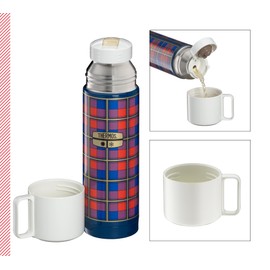 THERMOS REVIVAL BEVERAGE BOTTLE 0.50 L, Retro Blue, Thermos Flask, Stainless Steel, Insulated Flask Red with Drinking Cup, 18 Hours Hot / 24 Hours Cold, Dishwasher Safe, Completely Leak-Proof,