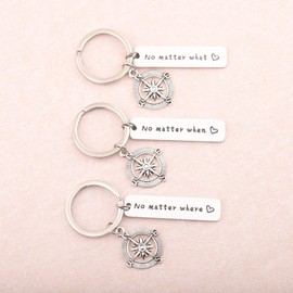 WUSUANED No Matter When Compass Best Friend Keychain Set Long Distance Friendship Gift for Sister Best Friends (No matter where what when)