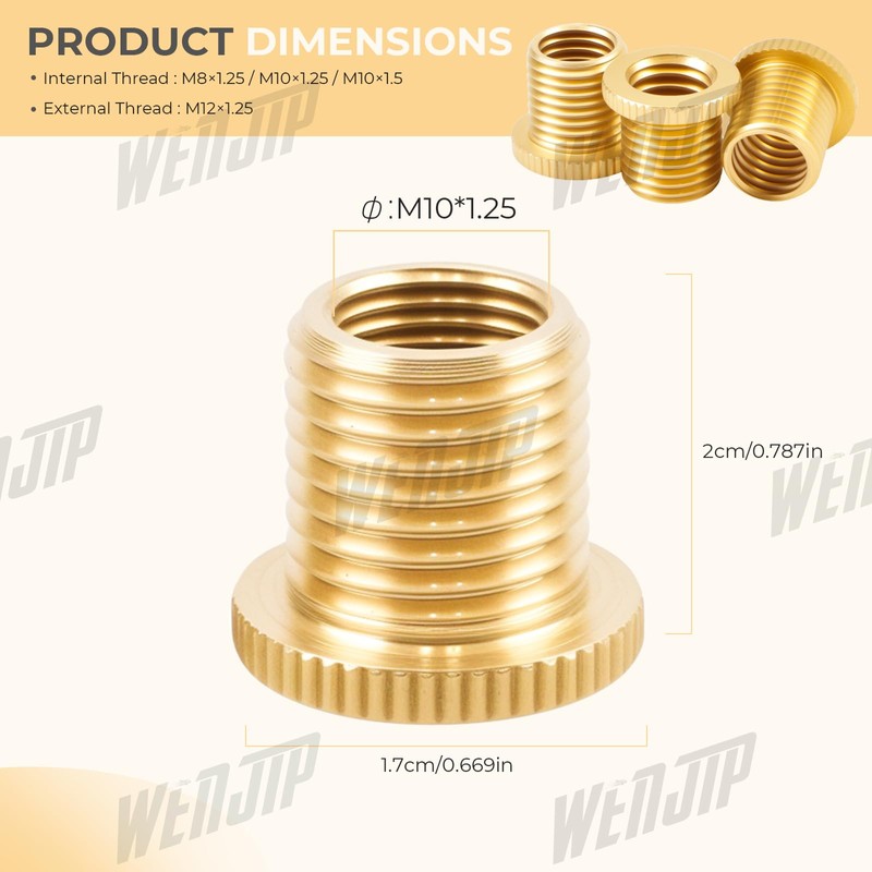 WENJTP 3PCS Shift Knob Thread Adapters M10 X 1.25 ID