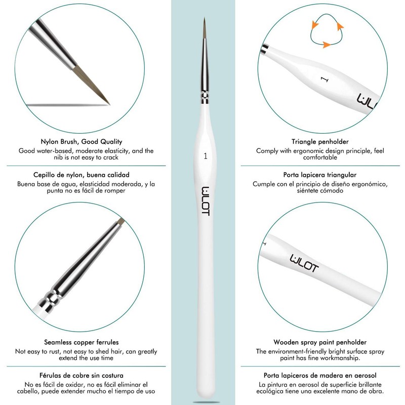 WLOT Fine Detail Brushes with Triangular Handles,10 Miniature Brush for