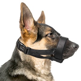 HEELE Dog Muzzle with Head Strap and Adjustable Loop and Soft Neoprene Padding, No More Chafing, Muzzle for Medium Dogs to Prevent Barking Biting and Chewing, Gentle Dog Muzzles, Black, M