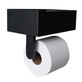Storage Theory Wipe Holder Wall Mount 1 Pcs Black - Adhesive or Wall Mount Flushable Wipe Toilet Paper Holder Bathroom Organizer
