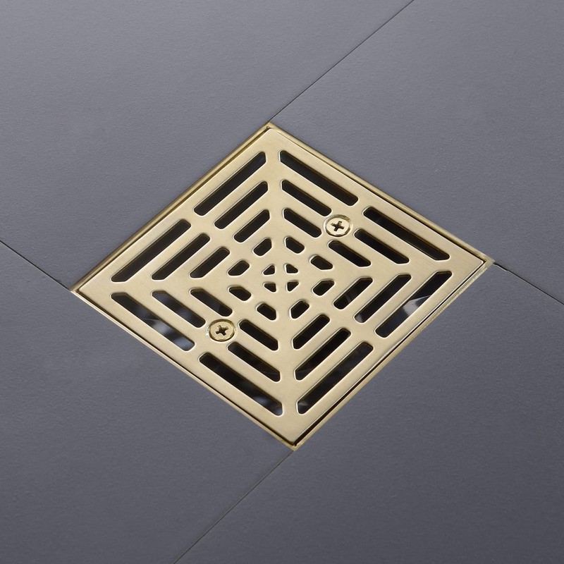 DEOKXZ 4-1/4 Inch Brushed Gold Shower Drain Square, Base with