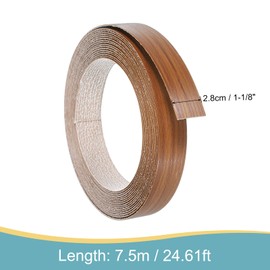 sourcing map Edge Banding, 1 1/8 Inch x 24.61ft Pre-Glued Wood Veneer Edging Iron-on Flexible Edge Banding for Cabinet Repair Furniture Restoration, Birch