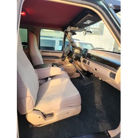 Durafit Seat Covers, Made to fit 1993-1998 F150-F550 Regular, XCab and Crew Cab High Back 40/20/40 Split Seat with Molded Headrests and Opening Center Console Seat Covers in Tan Endura