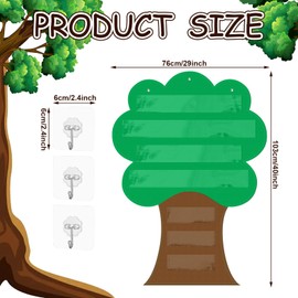 Teling 4 Pcs Tree Pocket Chart for Kids Set Includes 1 Large Size Green Teacher Supplies Pocket Classroom Schedule Pocket Chart with 3 Pcs Hooks for Cards Customization and Other Classroom Materials