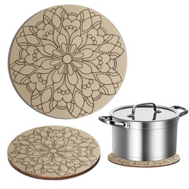 Hsrag 2 Pcs Heat Resistant Mat, Wood Cork Coasters Table Heat Resistant Cork Mat Hot Pads for Kitchen Cooking Dining Table Home Supplies