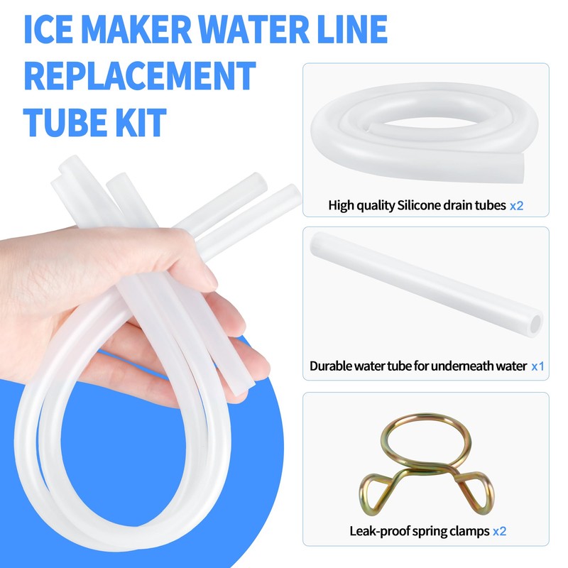 Ice Maker Drain Tube, Water Line Replacement Tube Kit Compatible