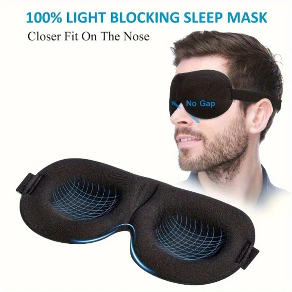 Unbranded Premium 100% Blackout 3D Sleep Mask - Adjustable Strap,