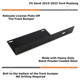 iJDMTOY No-Drill Front License Plate Relocator Bracket Compatible with 2015-2023 Gen6 Ford Mustang