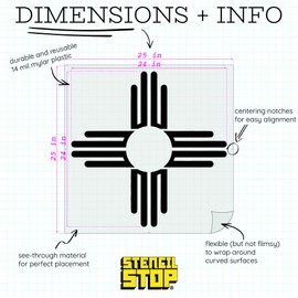 Stencil Stop New Mexico Flag, Zia Sun Stencil - Reusable for DIY Projects, Painting, Drawing, Crafts - 14 Mil Mylar Plastic (24 x 24 inches)