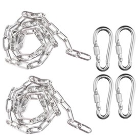 Ymeibe Set of 2 Swing Chains 1/5" x 60'' Stainless Steel with 4 Free Threaded Quick Links Anti-Rust Iron Link Chains for Playground Kids Support 660 Lb Swing Set Accessories and Replacement