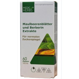 Maulbeerblätter und Berberis Extrakte, hohe Dosierung, 60 Kapseln, für normalen Zuckerspiegel, zum Abnehmen Tee kapseln für blutzucker balance, berberin, wie Diabavet