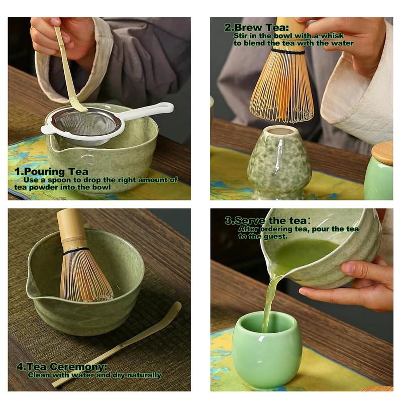 Matcha Whisk Set,4PCS Exquisite Matcha Tea Set,Elegant Matcha Kit Includes