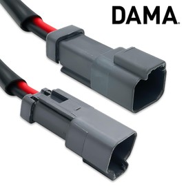 DAMA Deutsch DT 2 pin Plug Socket Male Wiring Harness Extension Pigtail Connectors for Wire to Wire LED Work Light, LED Light Bar Retrofit | Durable Male Pigtail 12 ga. 18 AWG | Pack of 2