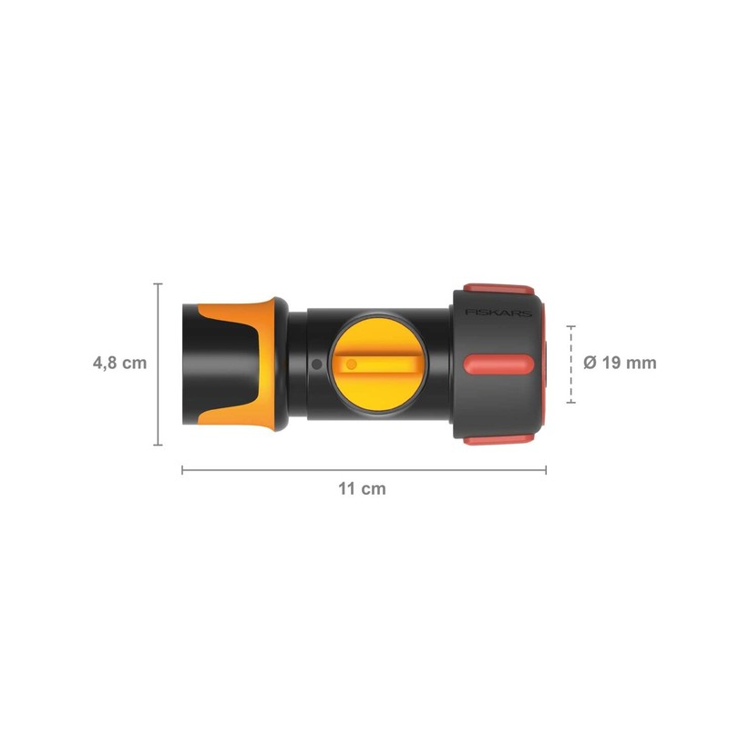 Fiskars Hose Connection, with On/Off Valve, SoftGrip Contact Points, Universal