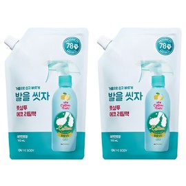 On the Body Cotton Foot Wash Your Feet Foot Shampoo Lemon Mint Fragrance Eco Refill Pack, 1 Piece, 2 Pieces, 500ml / 온더바디 코튼풋 발을 씻자 풋샴푸 레몬민트향 에코 리필팩, 1개입, 2개, 500ml