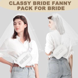 YONEEKSS Pearl Waist Bag, Bachelorette Gifts for Bride Fanny Pack with Adjustable Strap, Bride to be Gifts for Bridal Shower Party Wedding Day White