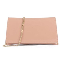 UShopUK Plain Flap Style Patent Leather Bridal Prom Wedding Evening Clutch Party Purse Hand Bag (Pale Pink)