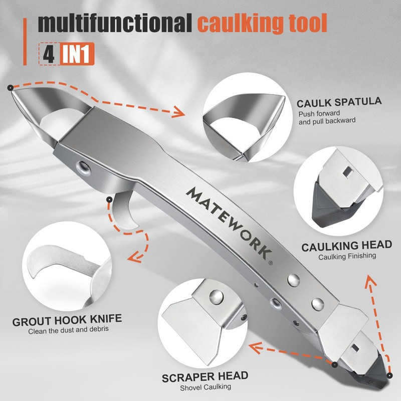 Caulking Tool Kit, Matework Stainless Steel Caulk Remover Caulking Tool