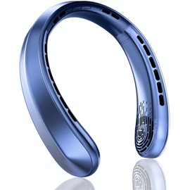 FrSara Rechargeable Neck Fan, Portable Personal Cooling Device that Blows Cold Air, LED Display, 3-Speed, 5200mAh, Supports USB TYPE-C, Ideal Gift for Birthday, Women, Men, Travel, Outdoor, Neon Blue