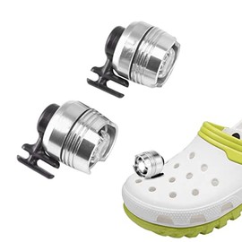 Faros Delanteros para Croc, 2 PCS LED Zapatos Luces Encantos para Zuecos Zapatos, Impermeable Zapato Faros Luces Linternas Accesorio para Decoración de Zapatos (Plata)