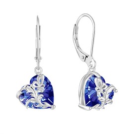 Oskani Dangle Drop Leverback Earrings for Women, 925 Sterling Silver Butterfly Earrings with Haert Birthstone, Valentines, Mothers, Anniversary, Birthday Day Jewelry for Her, Cubic Zirconia