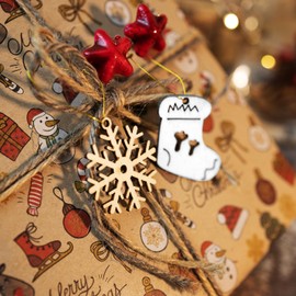 com-four® 48-Piece Christmas Tree Decoration Wooden Pendant Set - Christmas Tree Decorations for Decorating the Christmas Tree - Christmas Tree Decorations (Santa Claus - 48 Pieces)