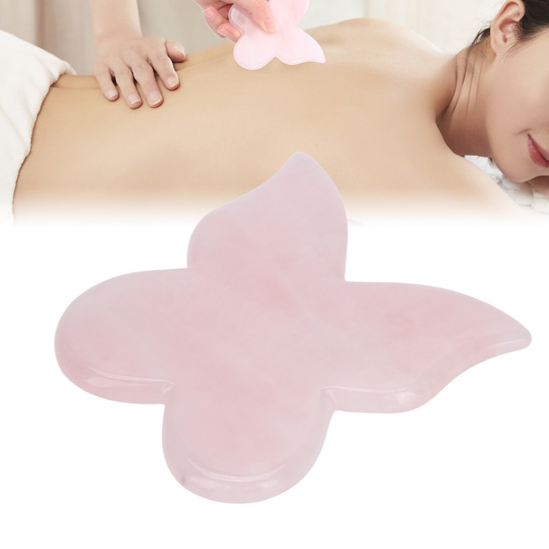 Pink Jadestone Scraping Board Butterfly Shape Massaging Gua Sha Board