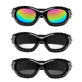 3 PCS Motorcycle Goggles Riding Glasses, Dustproof Windproof Dirt Bike Goggles with UV Protection, Anti-Fog Riding Sunglasses for Off-Road Racing, Riding, Skiing