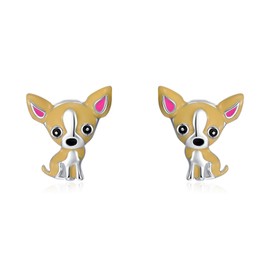 Dog Earrings for Women 925 Sterling Silver Chihuahua Earrings Dog Jewelry Birthday Gift for Mom Daughter Wife Sterling Silver No Gemstone Sterling Silver No Gemstone, Sterling Silver, No Gemstone