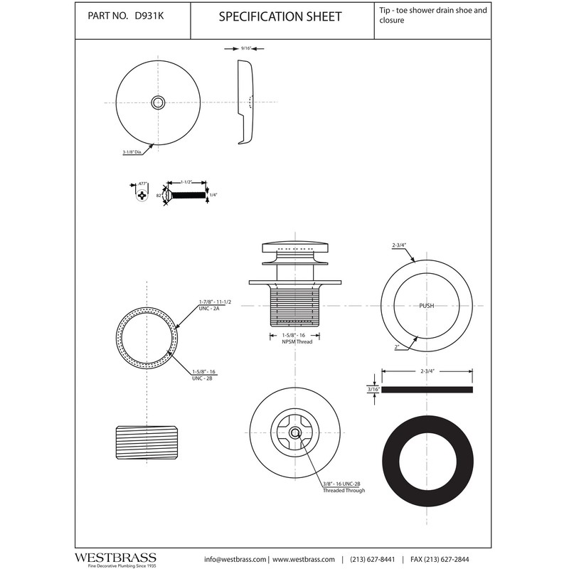 Westrbass Tip Toe Universal Tub Trim with One-Hole Faceplate, Powder