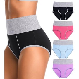 OLIKEME Tummy Control Underwear for Women Postpartum High Waisted Cotton Underwear Soft Briefs Ladies Breathable Panties Large