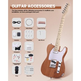 Leo Jaymz DIY TL Style Electric Guitar Kits with Mahogany Body and Maple Neck - Maple Fingerboard and All Components Included（TL LJ Headstock）