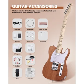 Leo Jaymz DIY TL Style Electric Guitar Kits with Mahogany Body and Maple Neck - Maple Fingerboard and All Components Included（TL LJ Headstock）