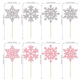 24 piezas de decoración de copos de nieve con purpurina para cupcakes, copos de nieve congelados de invierno para fiestas de cumpleaños de niños y niñas