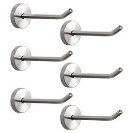 NearMoon Coat Hooks, Wall Hooks for Hanging Hat Hurse Robe, 304 Stainless Steel Heavy Duty Towel Hangers for Bathroom Livingroom Hotel Kitchen Garage, 6 Pack (4 Inch, Brushed Nickel)
