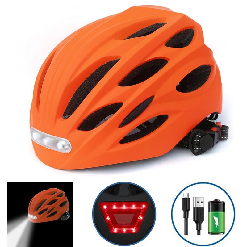Bike Helmet with USB Rechargeable Light Safety Helmet Adjustable Mountain