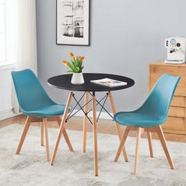 Round Kitchen Dining Table 32'' Modern Leisure Dining Room Table with Wooden Legs Office Living Room 2-4 People