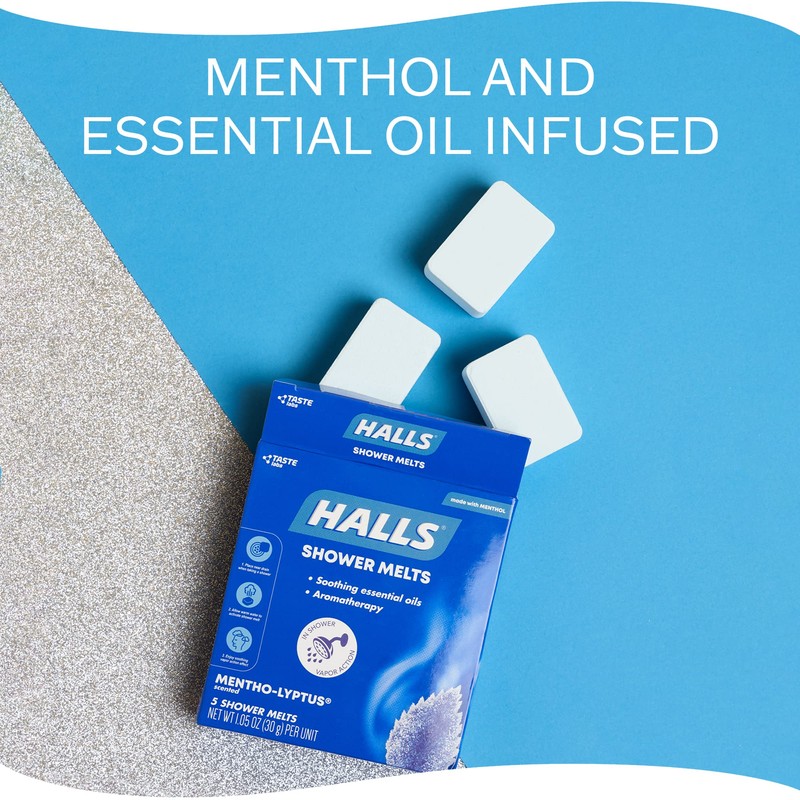 Halls Soothing Shower Melts 5 Pack - Mentho-lyptus Scented Aromatherapy