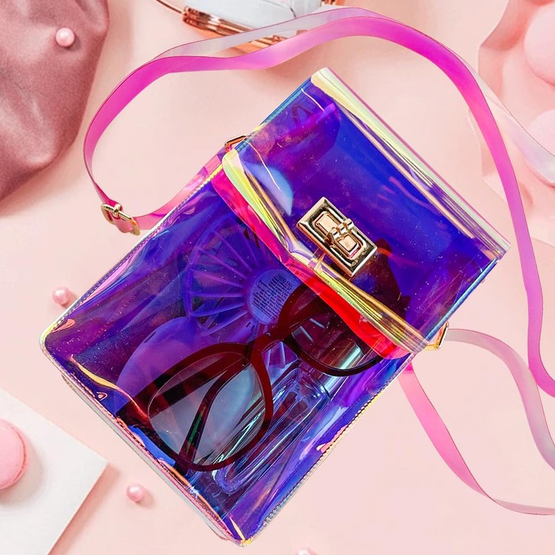 TotePrint Small Holographic PVC Shoulder Bag, Waterproof Crossbody Bag for