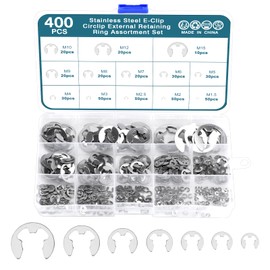 HSEAMALL 400 STÜCKE Sprengring Set E-Clip E-Clips Sicherungsringe Edelstahl Externe Haltering Snap Intern Sicherungsring Sortiment Kit