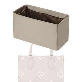 XYJG Purse Handbag Silky Organizer Insert Keep Bag Shape Fits LV Onthego PM/MM/GM bags, Luxury Handbag Tote Lightweight Sturdy(Cris tourterelle, Onthego MM)