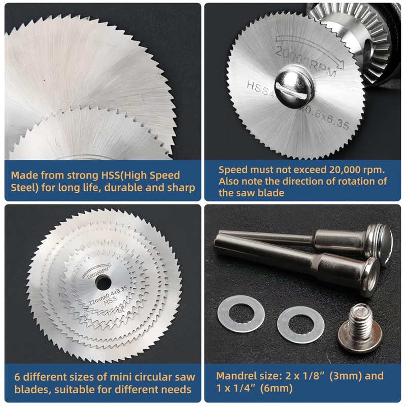 Cutting Wheel Set for Rotary Tool, 6 Pcs HSS Saw