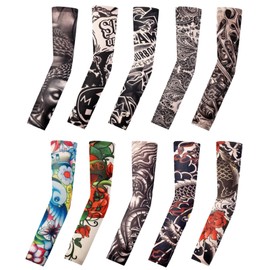 M.K ZIZZYPOP Tattoo Sleeves for Men & Women, Compression Arm Sleeves for UV Protection, Lightweight & Breathable Skin Cover (003-10PC)