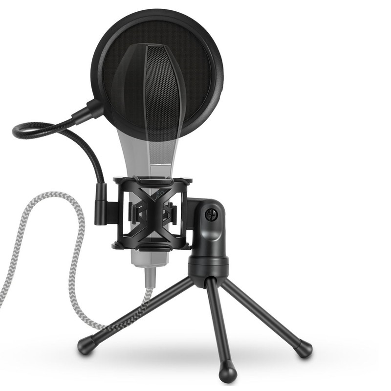 Desktop Microphone Tripod Stand Foldable Mic Stand with Shock Mount