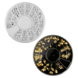 Bojueshaw 2set 3D Nail Art Decorations,Nail Art Jewellery Ocean Themed,12 Grid Mixed Sizes Nail Art Decor for Women Girl Nail Art Gems Kit