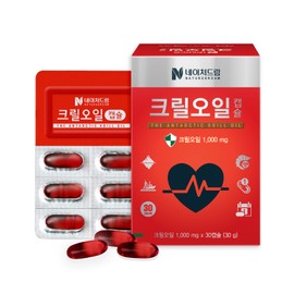Nature Dream 1 box of krill oil capsules 1,000mg x 30 capsules, phospholipid content over 58% / 크릴오일 캡슐 1,000mg x 30캡슐 1박스 인지질함량 58%이상
