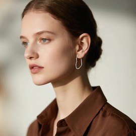 VONALA Heart Hoop Earrings 925 Sterling Silver Large Twist Hoop Earrings for Women 40mm